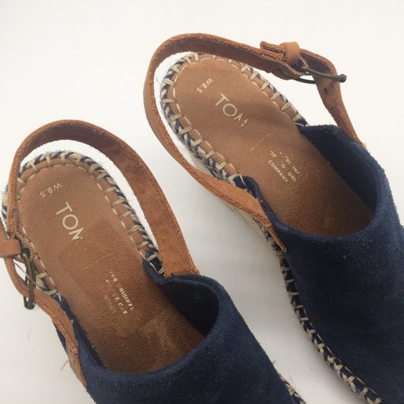 Toms Espadrille Wedge Sandals Navy 8.5 NWOT - Picture 4 of 9